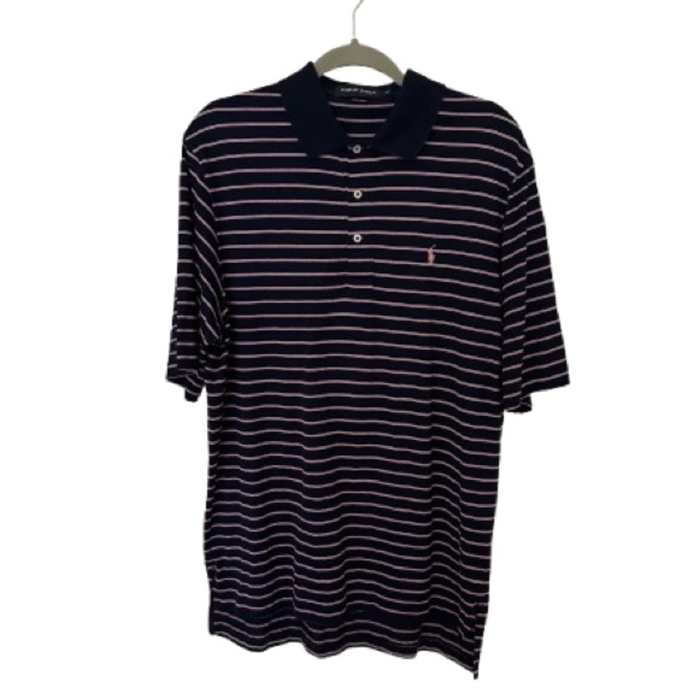 Polo Golf Ralph Lauren Men's Polo Shirt Blue/Pink Stripes, Sz M